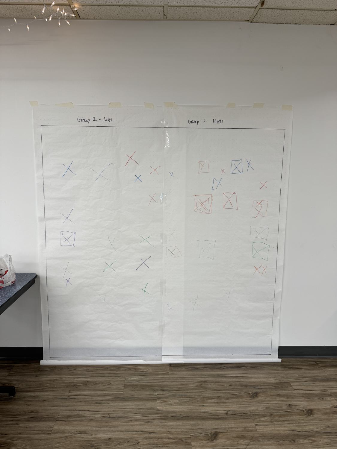 A marked-up paper map showing step one left and step two right