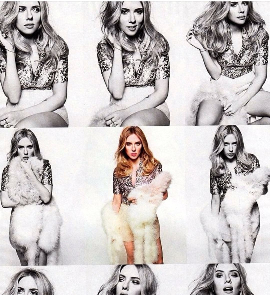 Glamour US cover shoot contact sheet with Scarlett Johansson